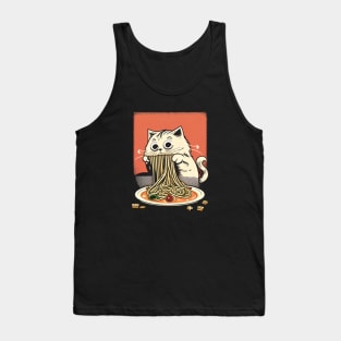 CAT EATING SPAGUETTI Tank Top